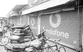 Shops closed following a bandh call by various Hindu organisations in Patiala on Wednesday. 