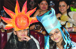 Schoolchildren participate in the Earth Day celebrations at National Science Centre in New Delhi 