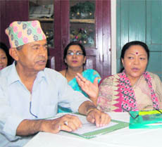 Dil Kumari Bhandari, president of the Bharatiya Gorkha Parisangh, addresses a press conference in Dehradun on Wednesday.