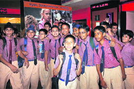 Students at the International Childrens Film Festival in Ludhiana on Wednesday.