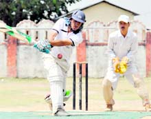 A match of the Centre Government Employee Welfare Coordination Committee Cricket Tournament in progress at Survey Cricket Stadium in Dehradun on Thursday.