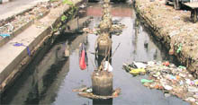 A view of the polluted Gunda Nullah, which will finally be covered within a year, in Ludhiana. 