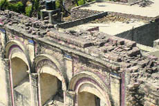 A part of the Pothimala building that has started crumbling