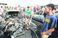 Seven blasts hit different areas of Baghdad, mostly near Shi'ite mosques and at a market place, on Friday.