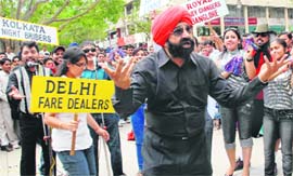 Jaspal Bhatti presents a spoof on the IPL controversy in Chandigarh on Sunday.