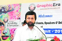 Uttarakhand Parliamentary Affairs Minister Prakash Pant at the inaugural function of a seminar at the Graphic Era University in Dehradun