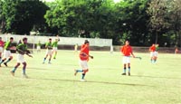 A match of the Inter-section Hockey Tournament being played at RIMC in Dehradun