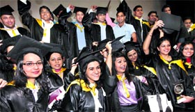 Students of Army Institute of Law, Mohali, at the convocation on Sunday. Tribune photo: Manoj Mahajan 