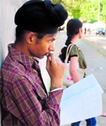 A student in a pensive mood after taking AIEEE outside Shivalik Public School, Sector 41, Chandigarh, on Sunday. Tribune photo: Nitin Mittal