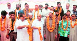 BJP leaders welcome Gujjars belonging to the Gool-Arnas Assembly segment who joined the party in Jammu. A file photo