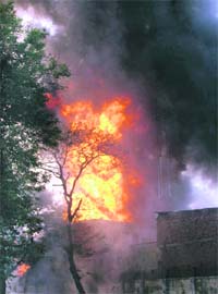 Smoke billows out of a chemical factory in Sector 14 in Gurgaon