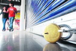 Following a call for a nationwide bandh against rising prices, shops remained closed at Sector 11 market in Panchkula.