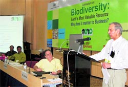 Ravi Sharma, Director, United Nations Environment Programme, speaks at a colloquium organised 