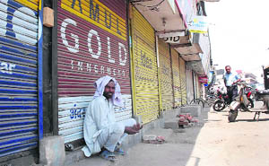  A market in Karnal wears a deserted look on Tuesday.