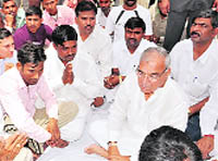 The CM listens to the grievances of Dalit families in Mirchpur village on Tuesday.