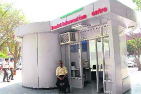 The Tourist Information Centre at the Sector 17 plaza in Chandigarh wears a deserted look with a lone security guard outside the office