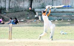 A batsman in action at the All-India Super Cricket Tournament in Dehradun on Thursday.