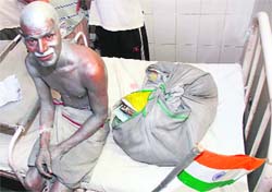 Divaker Pillae in the Civil Hospital in Karnal on Thursday.