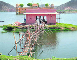 Restoration work under way at Man Sagar Lake