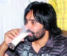 Punjabi actor and singer Babbu Mann during a promotional event for his film, Ekam  Son of Soil, in Sirsa on Saturday