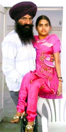 Kulwinders father taking her to an examination centre. Photo by writer 