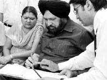 Mayor Hakam Singh Gyaspura becomes the first resident to be registered during Census operation in Ludhiana on Saturday.