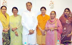 Woman leaders with Rajasthan Chief Minister Ashok Gehlot to discuss long-pending development plans. 