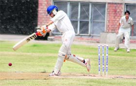 Players in action during a cricket match in Chandigarh
