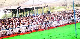 Khap proceedings in progress at Pai village in Kaithal district on Sunday.