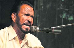 Sufi singer Barkat Sidhu performs at a cultural programme in Ludhiana. 