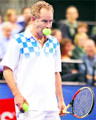 John McEnroe during a Champions Cup semifinal against Bjorn Borg in Boston on Saturday. McEnroe won 6-4, 7-6