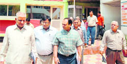 PU committee members during the inspection of Dhanwantri Ayurvedic College, Sector 46, Chandigarh,