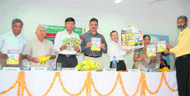 Dignitaries at the National Children Science Congress at Rajiv Gandhi Navodaya Vidyalaya, Raipur, near Dehradun on Monday. A Tribune photograph