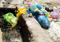 Garbage lie scattered in the Katra Dulo area.