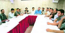 The Rawanlta-Jaunpur Sangharsh Samiti holds a meeting at Mussoorie on Tuesday.