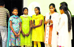 Underprivileged children perform during the annual function Prayas