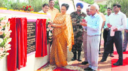 Nita Kapoor, Controller-General of Defence Acounts, lays the stone for the Defence Accounts Department Officers transit accommodation in Jammu