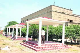 Newly constructed sheds for students at the distance education department in the University of Jammu