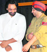 Babbu Mann and Bhagwant Mann enthral the audience at Punjabi University in Patiala on Tuesday.