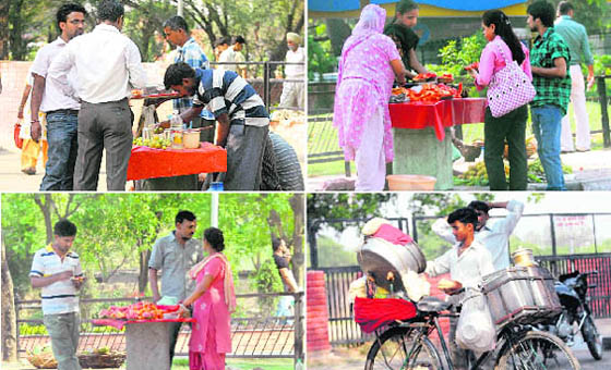 In spite of a ban, cut fruit is being sold in the open in various parts of Chandigarh.