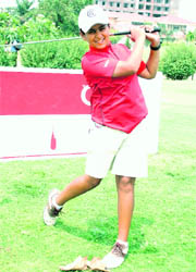 K. Sidharth of coimbatore at the Panchkula Golf Club on Wednesday. 