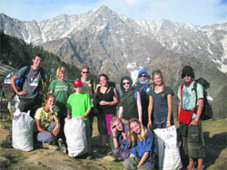 Volunteers at Triund summit after collecting solid waste.