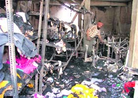 A hosiery unit that was gutted in Sunder Nagar, Ludhiana, in the wee hours of Wednesday