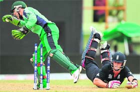 Englands Craig Kieswetter is run out on Tuesday