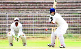 Captain of Chandigarh team during the Punjab State Inter-District Cricket Tournament at the Sector 16 Cricket Stadium in Chandigarh. on Thursday.