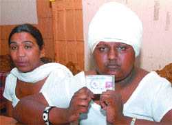 Tale of woes: Gursev Singh and Joginder Singh talk with the media in Jalandhar. 