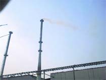 Chimneys of Nahar spinning factory spreading harmful ash at Lalru. 