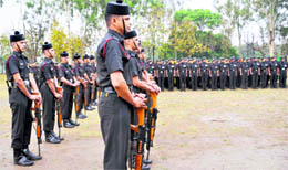 A contingent of soldiers pays last respects to Major Yogendra Singh Rajbar in Dehradun on Frida