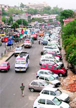Parking chaos on the BC Road in Jammu. 