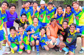 Winners in a cheerful mood after winning the Chandigarh U-16 State Football Tournament for St Soldier Trophy on Saturday